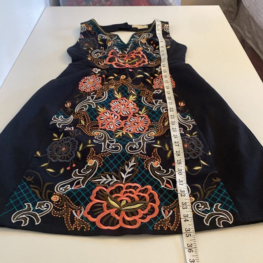 Anthropologie Moulinette Soeurs Navy Embroidered Perennial Mini Dress Size 2 - Picture 13 of 13